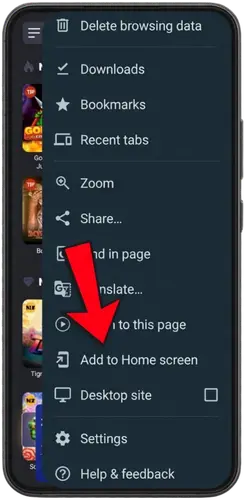 Browser‑Menü öffnen