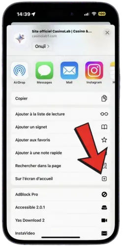 Ajouter à l’écran d’accueil
