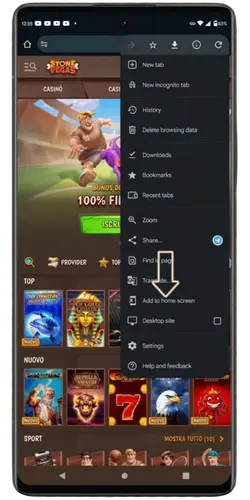 Apri il menu del browser