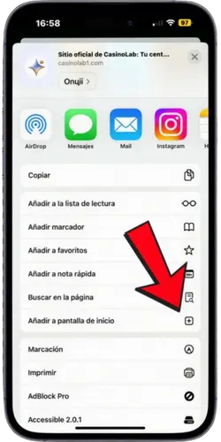 Añadir a la pantalla de inicio